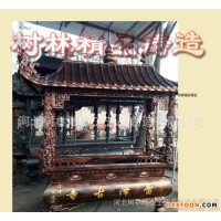 铸造，圆形仿古香炉，寺庙圆形香炉，带底盘香炉，铜香炉**