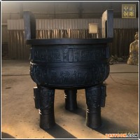 中正铜雕 纯铜大鼎摆件三足青铜鼎盛盘香佛具开业摆设