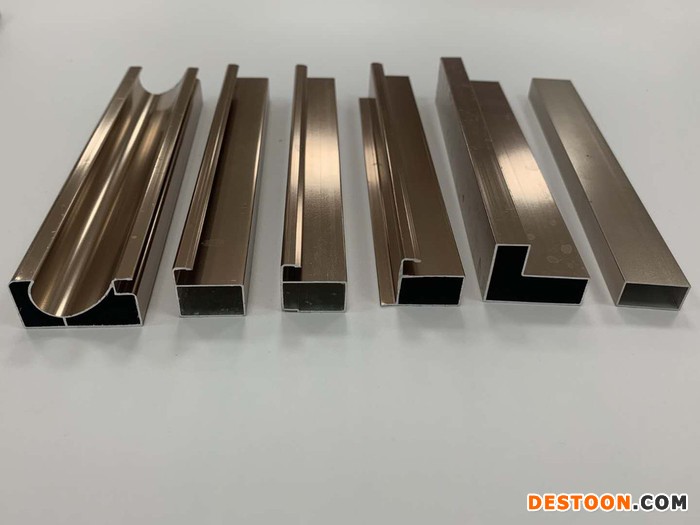 晶钢门铝材 抛光香槟金拉手铝材图1