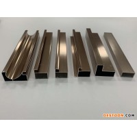 晶钢门铝材 抛光香槟金拉手铝材