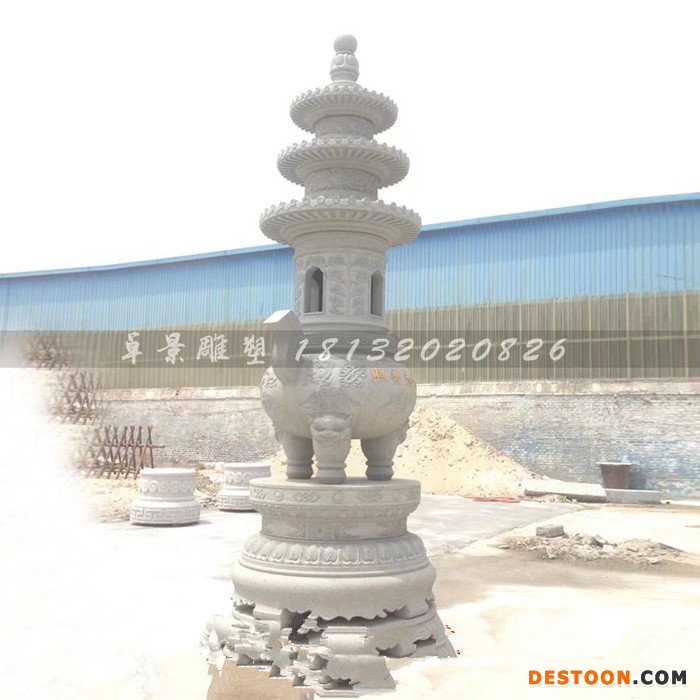 草白玉多彩香炉   石雕寺庙雕塑